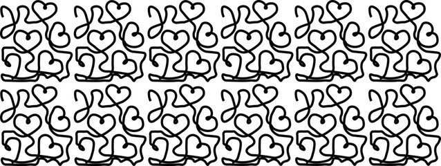 Romantic Continuous Heart Line Pattern – Minimalist and Sophisticated Seamless Lineart Background for Wedding Invitations, Wallpaper, Wrapping Paper, and Stylish Prints