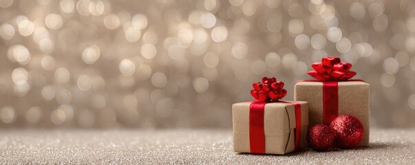 Christmas background with gifts and bokeh lights, festive decoration for Christmas, Minimal scene for mockup products, promotion display, 3D rendering product display platform.