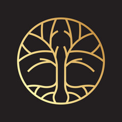 luxury tree logo icon vector in line style design