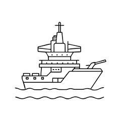 Fototapeta premium illustration of a military warship sailing on the water