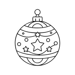 Obraz premium Outline drawing of a Christmas ornament decorated with stars and circles