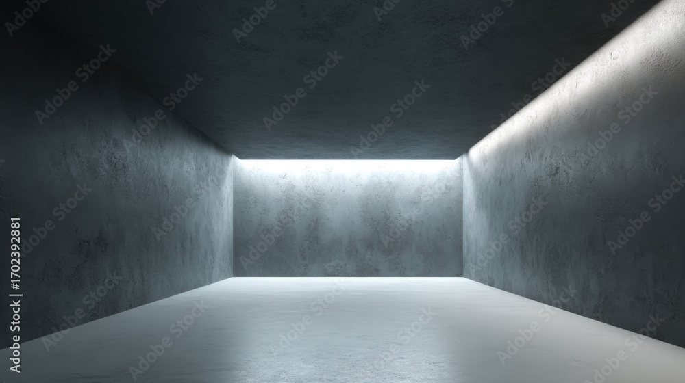 Aufkleber empty concrete room with a rectangular light source for architectural visualization and product disp