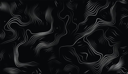Abstract topographic contour lines illustration in black and white vector