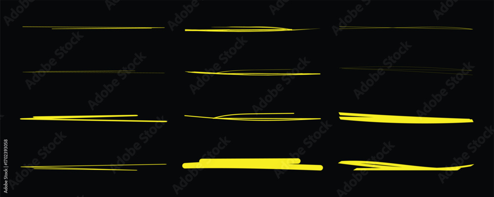 Poster chalk or crayon white underline set on black chalkboard background - hand drawn pencil or marker hor