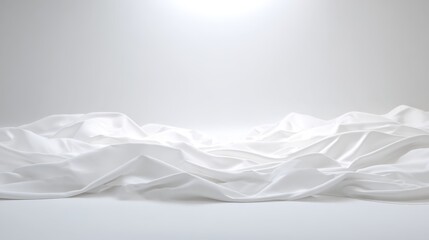 Fototapeta premium Elegant White Fabric Backdrop with Soft Folds and Clean Presentation for Product Photography