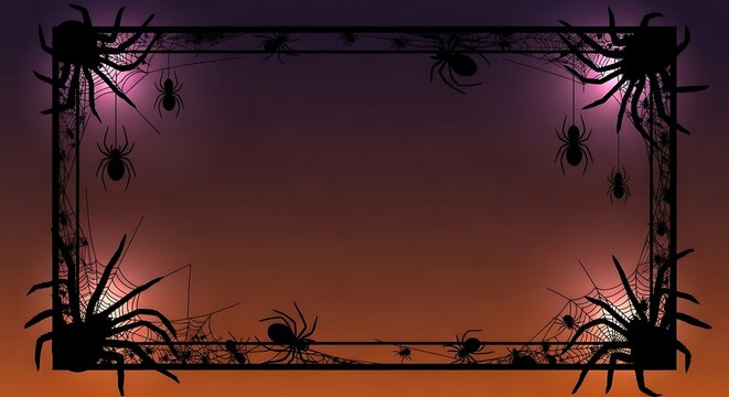 Halloween Spooky Spider Web Frame.