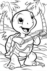 Fototapeta premium Cartoon turtle playing guitar