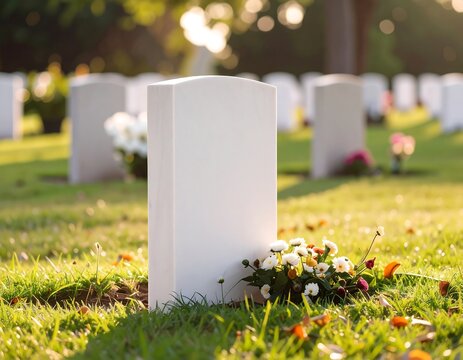 Blank headstone in a cemetery