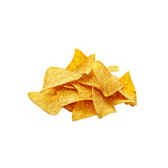 Naklejka premium Heap of Crunchy Tortilla Chips Isolated on White Background