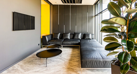 Lounge and library at modern business center. Rest room in the office center