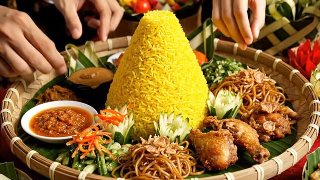 Indonesian Nasi Tumpeng A Festive Rice Cone Dish