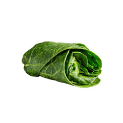 Obraz premium Fresh Green Cabbage Leaf Wrap Isolated on White Background