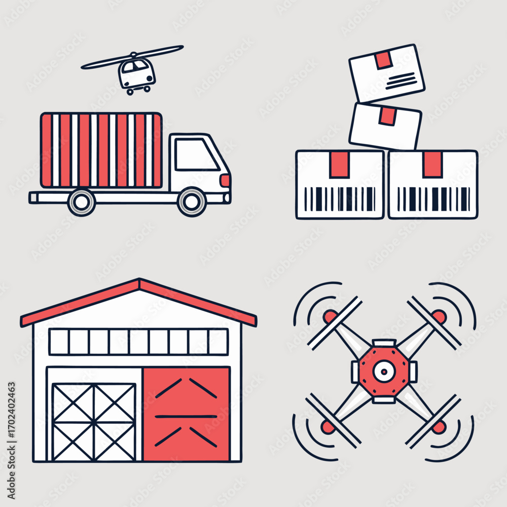 Poster vector set of business and infographic icons for web and design