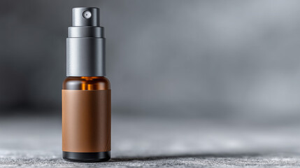 Fototapeta premium Amber pump bottle with right copy space