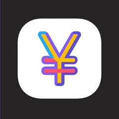 Fototapeta premium Colorful Yen Symbol Icon on White Square Background, Financial Currency Illustration