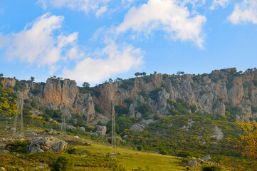 Rocky Mountain Cliff and Power Lines