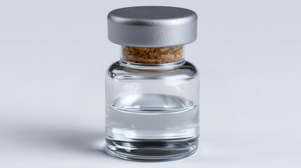 Clear glass vial with cork centered layout