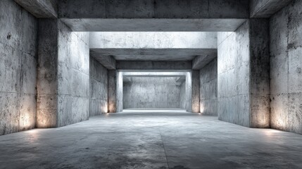 Obraz premium Abstract Concrete Interior with Light, Modern Architecture, Urban Design, and Minimalism for Backgrounds and Presentations
