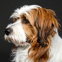 Close-up profile of a fluffy dog