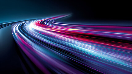 Abstract light trails with vibrant colors, creating a sense of speed and motion.