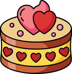 Charming cartoon cake with heart decorations for valentine s day celebration