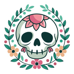 skull with flowers