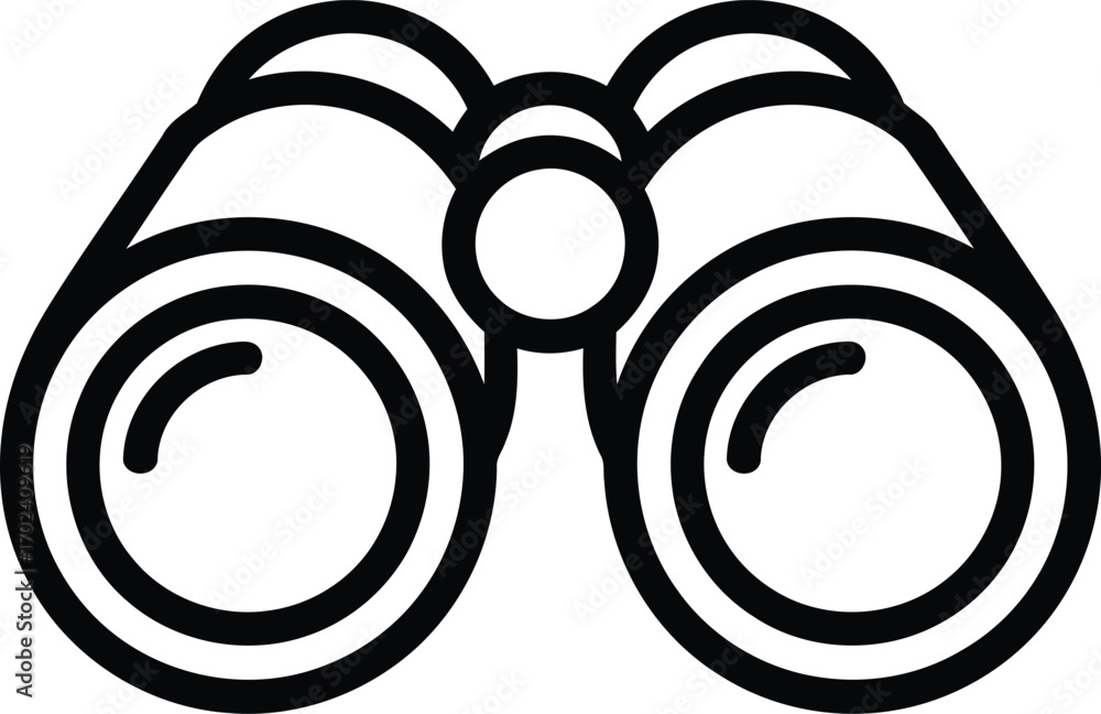 Poster black and white binoculars icon representing exploration, observation, and seeking adventure in a mi