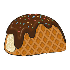 choco taco ice cream vector illustration, work of hand drawn