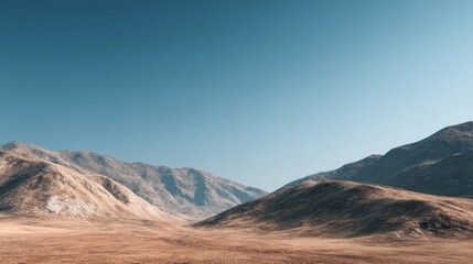 Minimalist Mountain Landscape with Clear Sky – Empty Nature Background for Design and Web