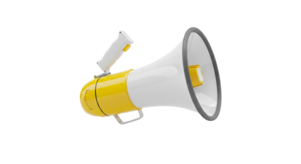 Yellow and white megaphone isolated on a black background