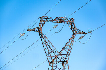 Electricity pylon and nature, real life photo