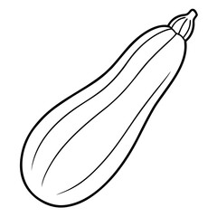 Simple line drawing of a zucchini vegetable isolated on a white background silhouette