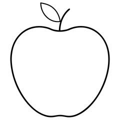 Simple outline drawing of a fresh apple with a leaf and stem silhouette