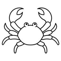 Simple line art crab silhouette with claws raised and eyes looking forward