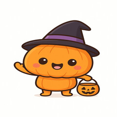 halloween witch with pumpkin