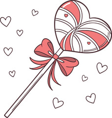 Sweet heart shaped lollipop with a cute bow for valentine s day