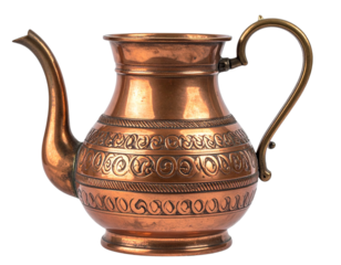 Ornate Antique Copper Pitcher PNG Cutout