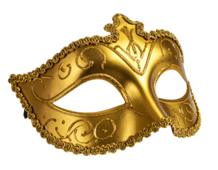 Luxurious Golden Venetian Masquerade Mask PNG Isolated