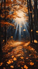 Fototapeta premium Autumn magical forest background