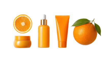 Orange wooden perfume box with pink and lavender perfume, transparent background