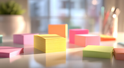 Colorful sticky notes stacked together