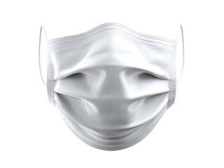 White pleated protective face covering with ear loops image, Isolated On Png Transparent Background