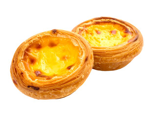 Freshly baked Egg tart isolated on white background