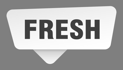 fresh sign. fresh white sticker isolated on gray background