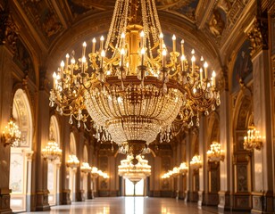 Obraz premium Grand hall with ornate chandelier
