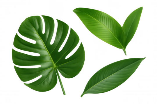 Verdant tropical foliage spreading densely, creating natural green pattern with clean transparent backdrop, highlighting botanical elegance