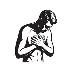 Man Holding Chest Pain Illustration  

