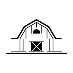minimal barn logo icon vector in line style design