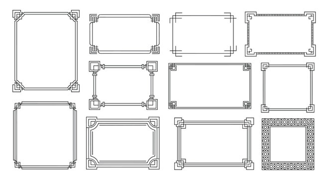 Collection of decorative ornamental borders and frames for graphic design projects - Powered by Adobe