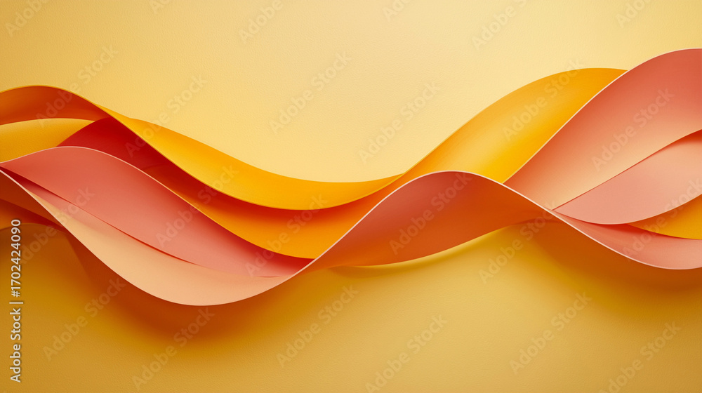 Poster modern abstract orange and yellow layered waves background with smooth flowing curves and soft 3d ef